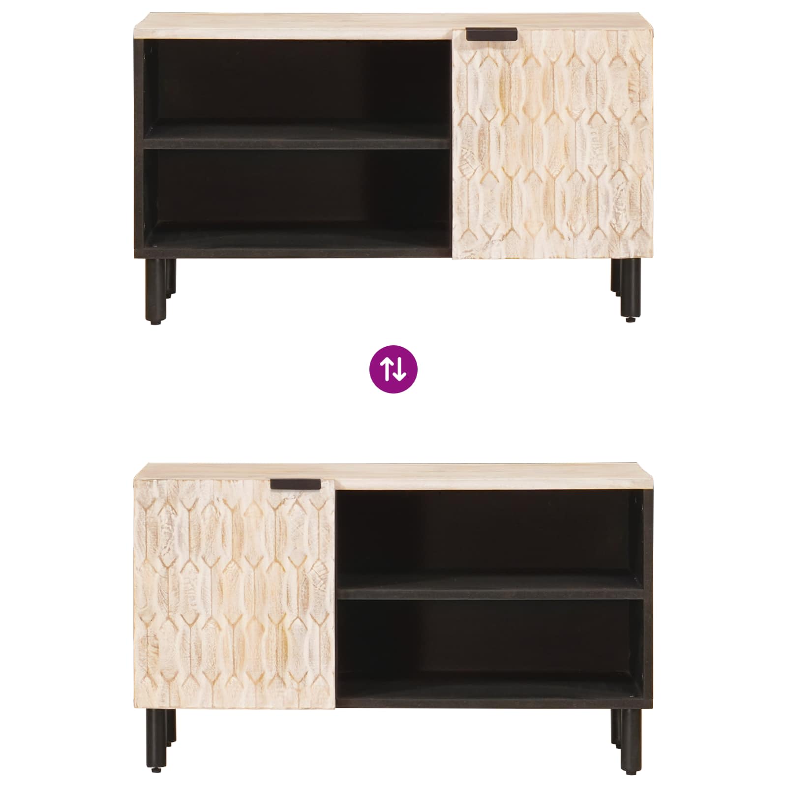 TV-kast Witte Was Afwerking 80 x 33 x 46 cm Massief Mango Hout image 10