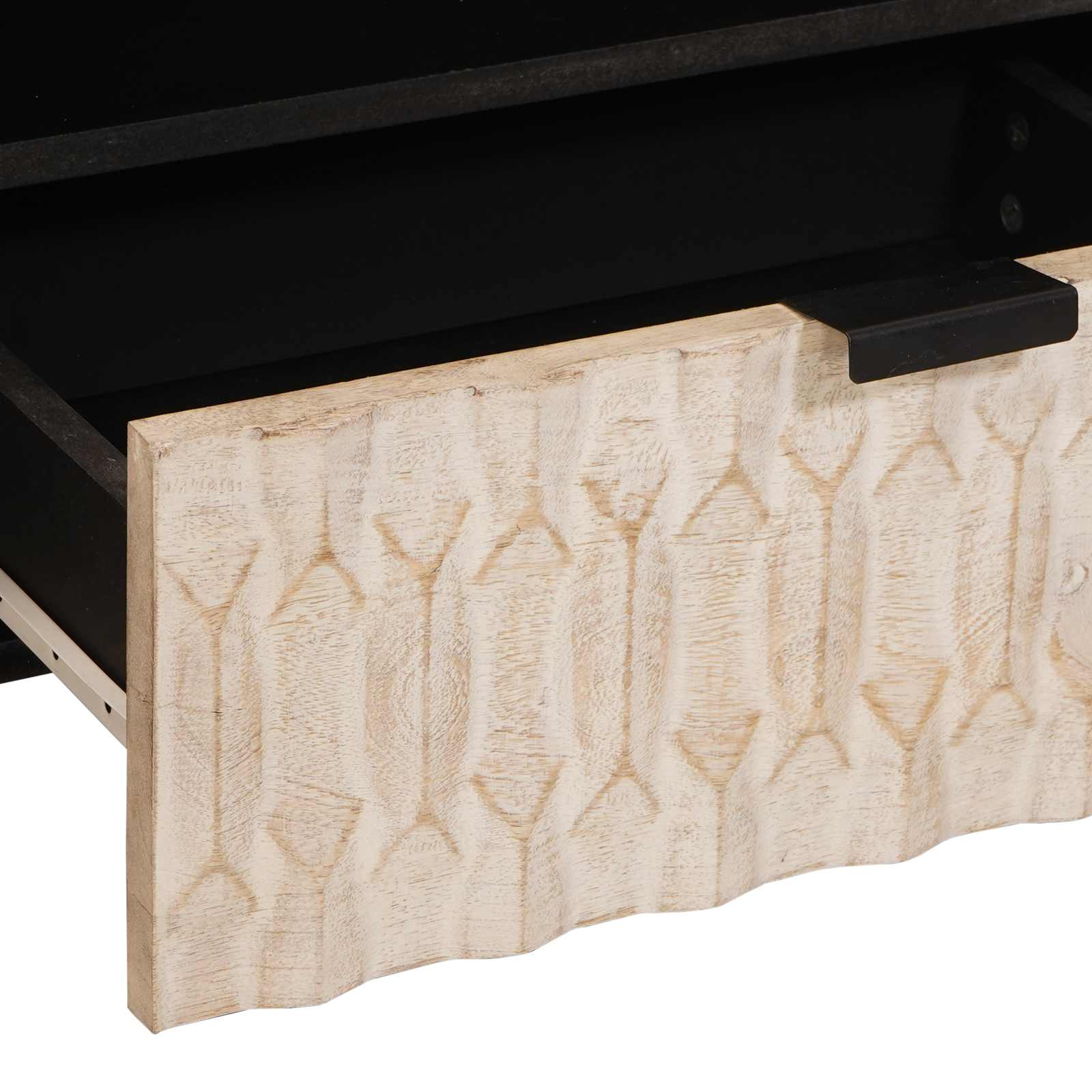 TV-kast Witte Was Afwerking 80 x 33 x 46 cm Massief Mango Hout image 7