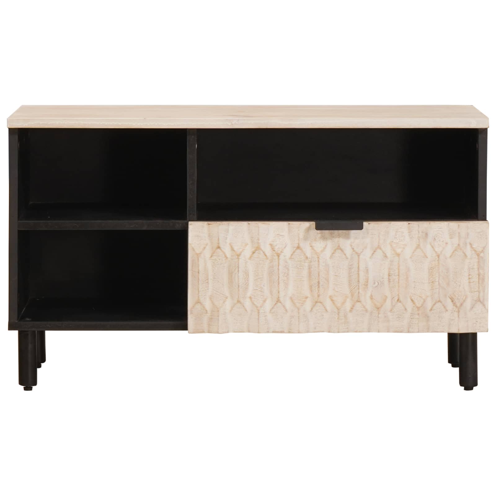 TV-kast Witte Was Afwerking 80 x 33 x 46 cm Massief Mango Hout image 3