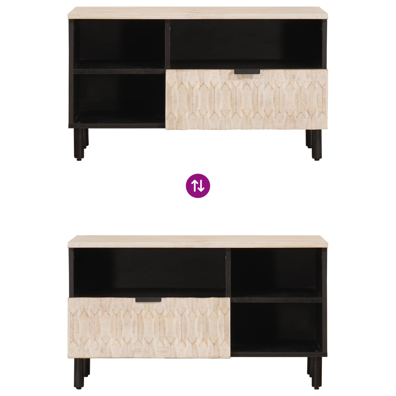 TV-kast Witte Was Afwerking 80 x 33 x 46 cm Massief Mango Hout image 10