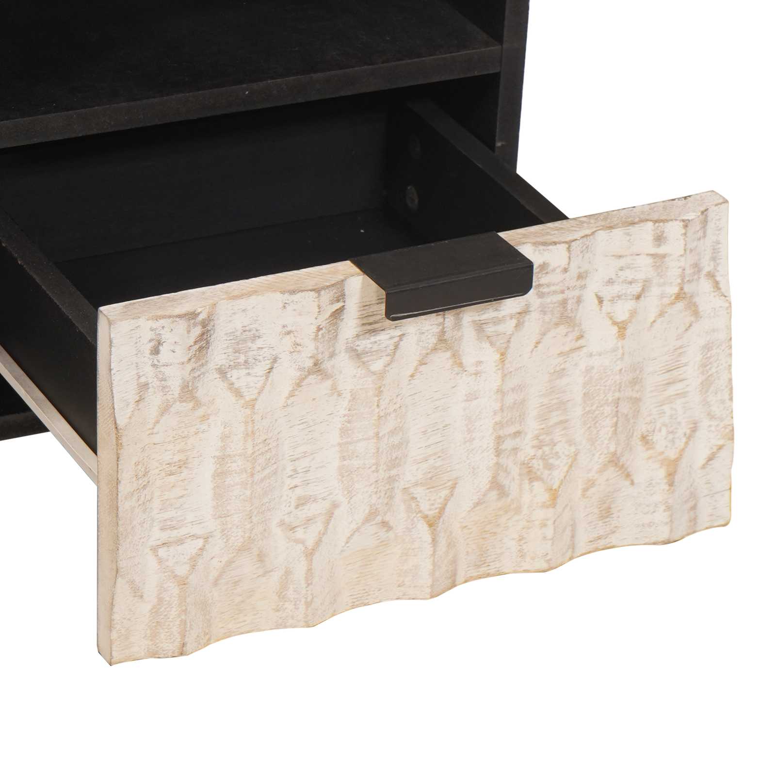 TV-kast Witte Was Afwerking 100 x 33 x 46 cm Massief Mango Hout image 6