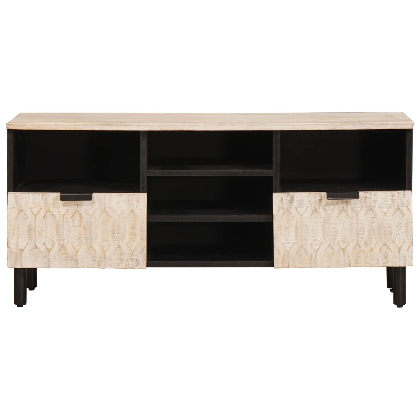 TV-kast Witte Was Afwerking 100 x 33 x 46 cm Massief Mango Hout image 3