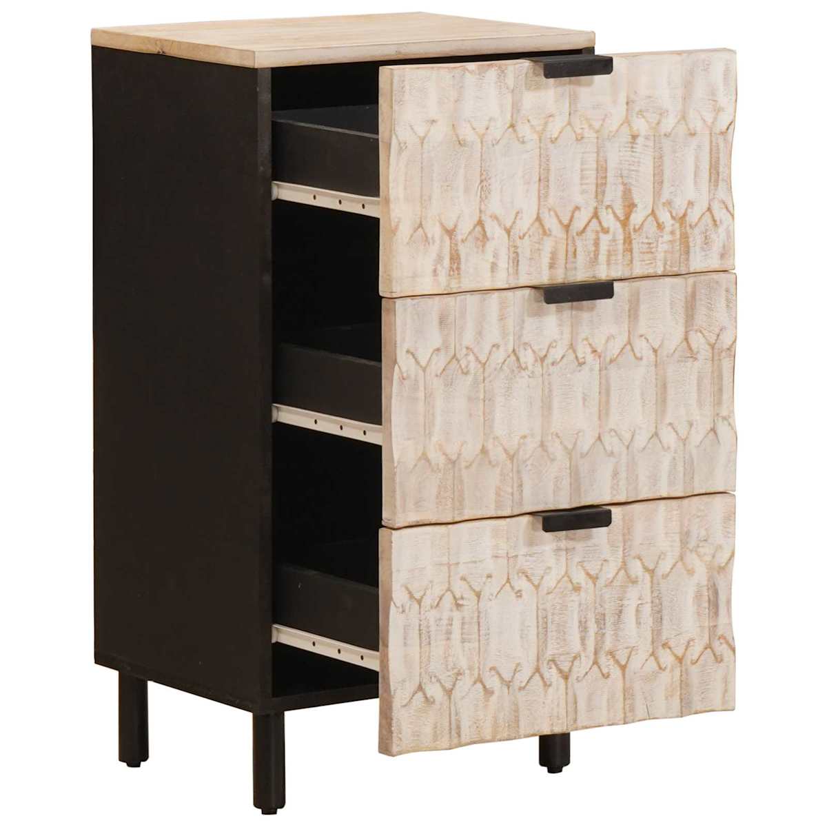 Sideboard Hvid Vask Finish 40 x 33 x 75 cm Massivt mangotræ - Billede 2