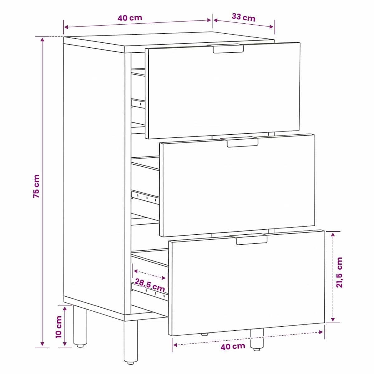 Sideboard Hvid Vask Finish 40 x 33 x 75 cm Massivt mangotræ - Billede 11