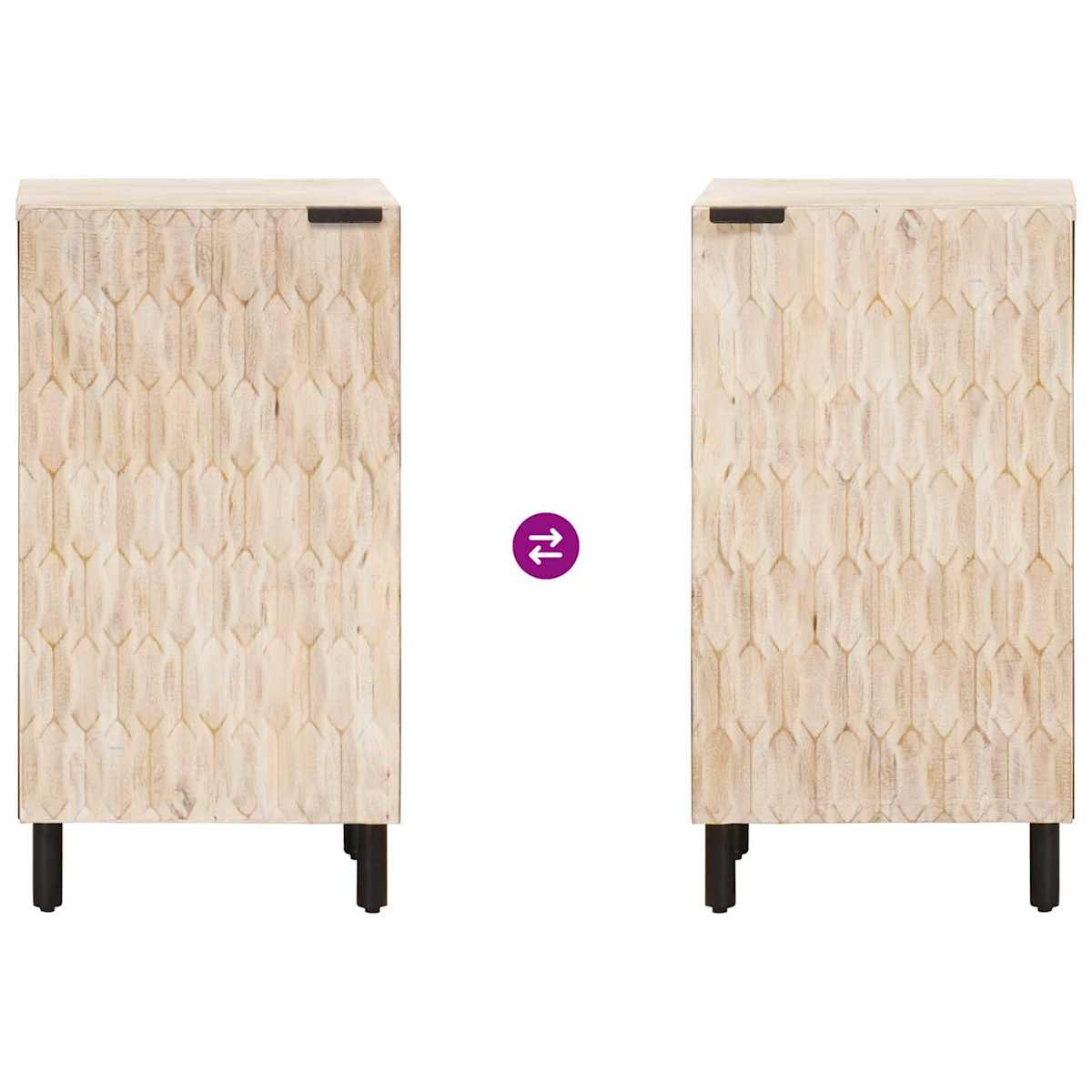 Sideboard Hvid Vask Finish 40 x 33 x 75 cm Massivt mangotræ - Billede 9