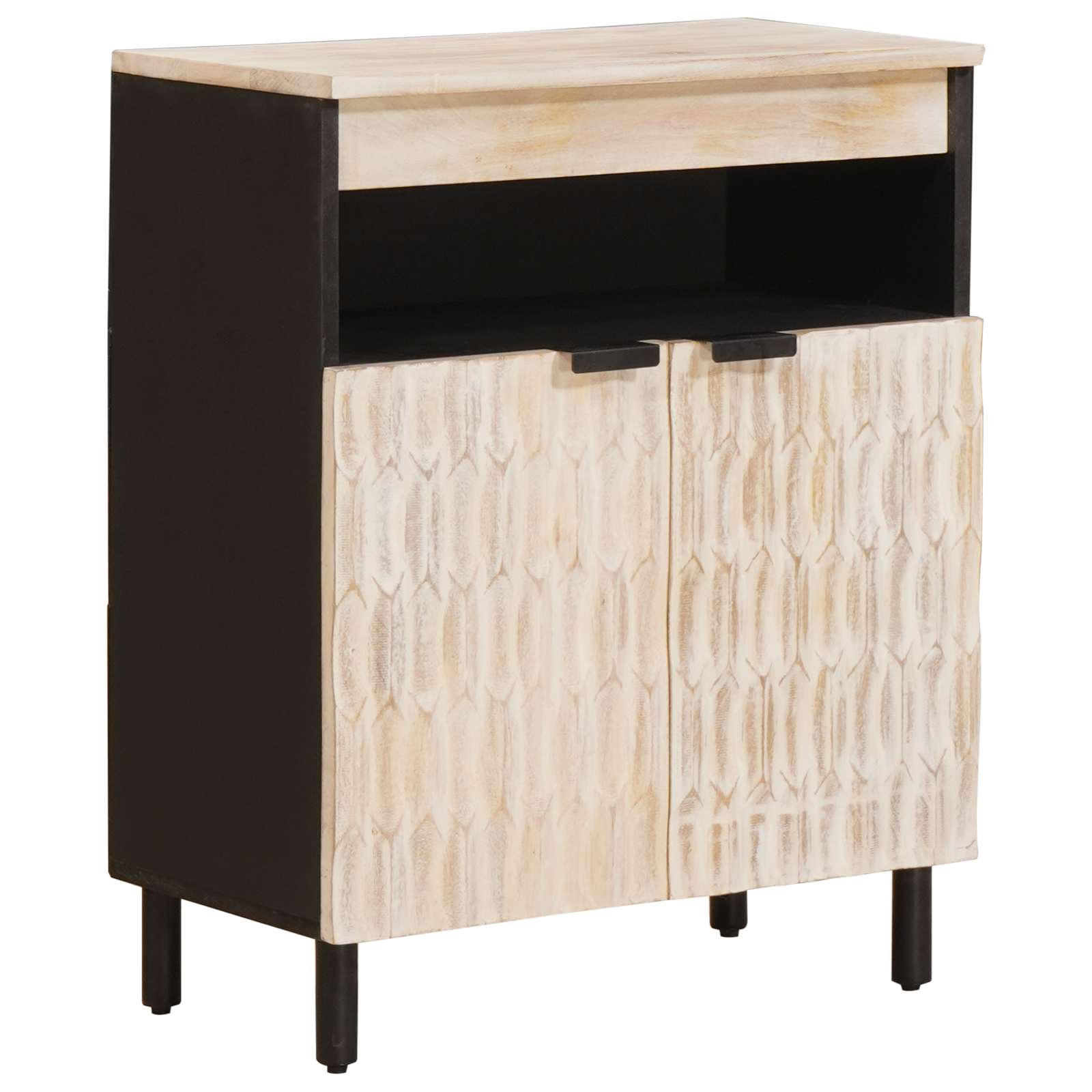 Dressoir Witte Was Afwerking 60 x 33 x 75 cm Massief Mango Hout image 1