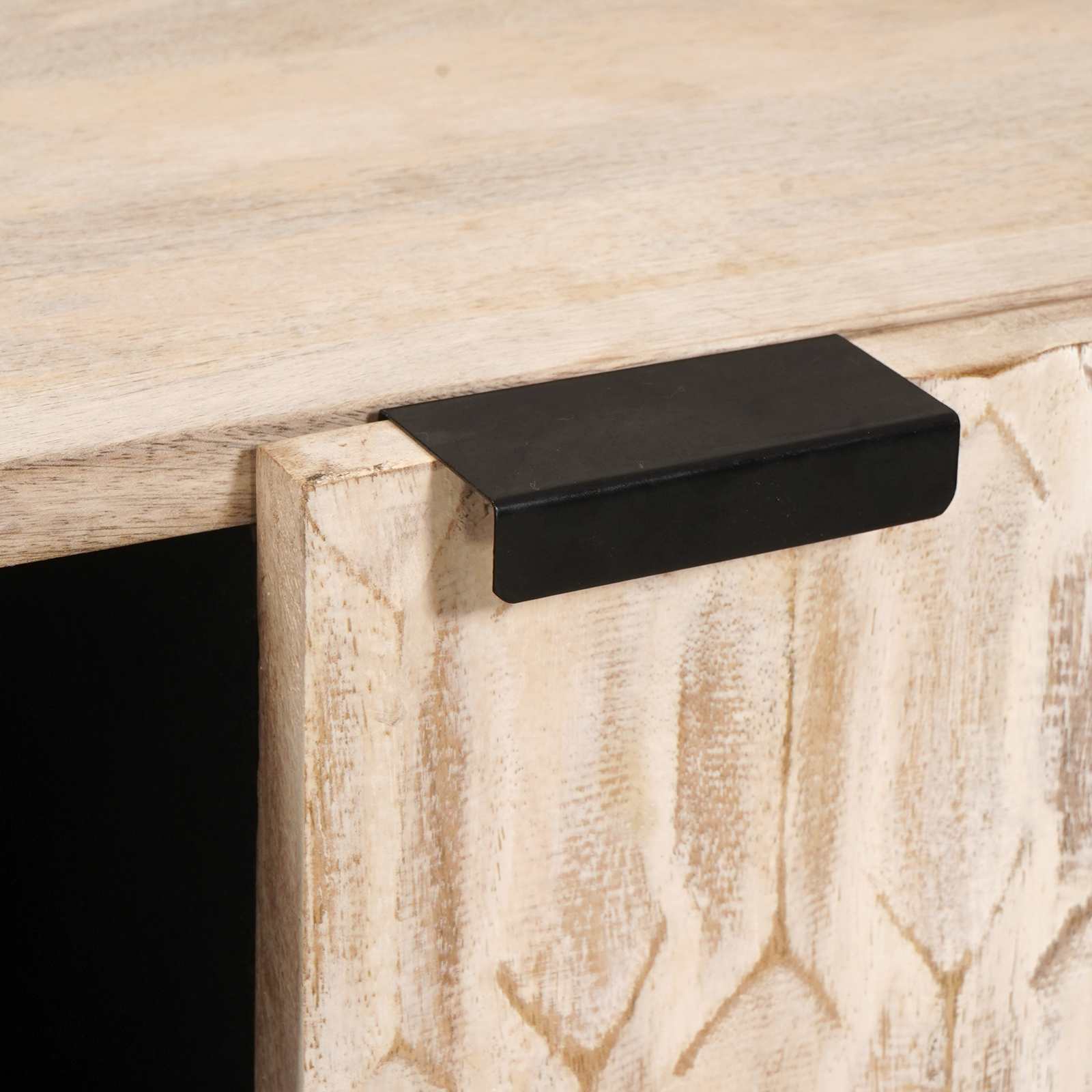 Dressoir Witte Was Afwerking 90 x 33 x 75 cm Massief Mango Hout image 6