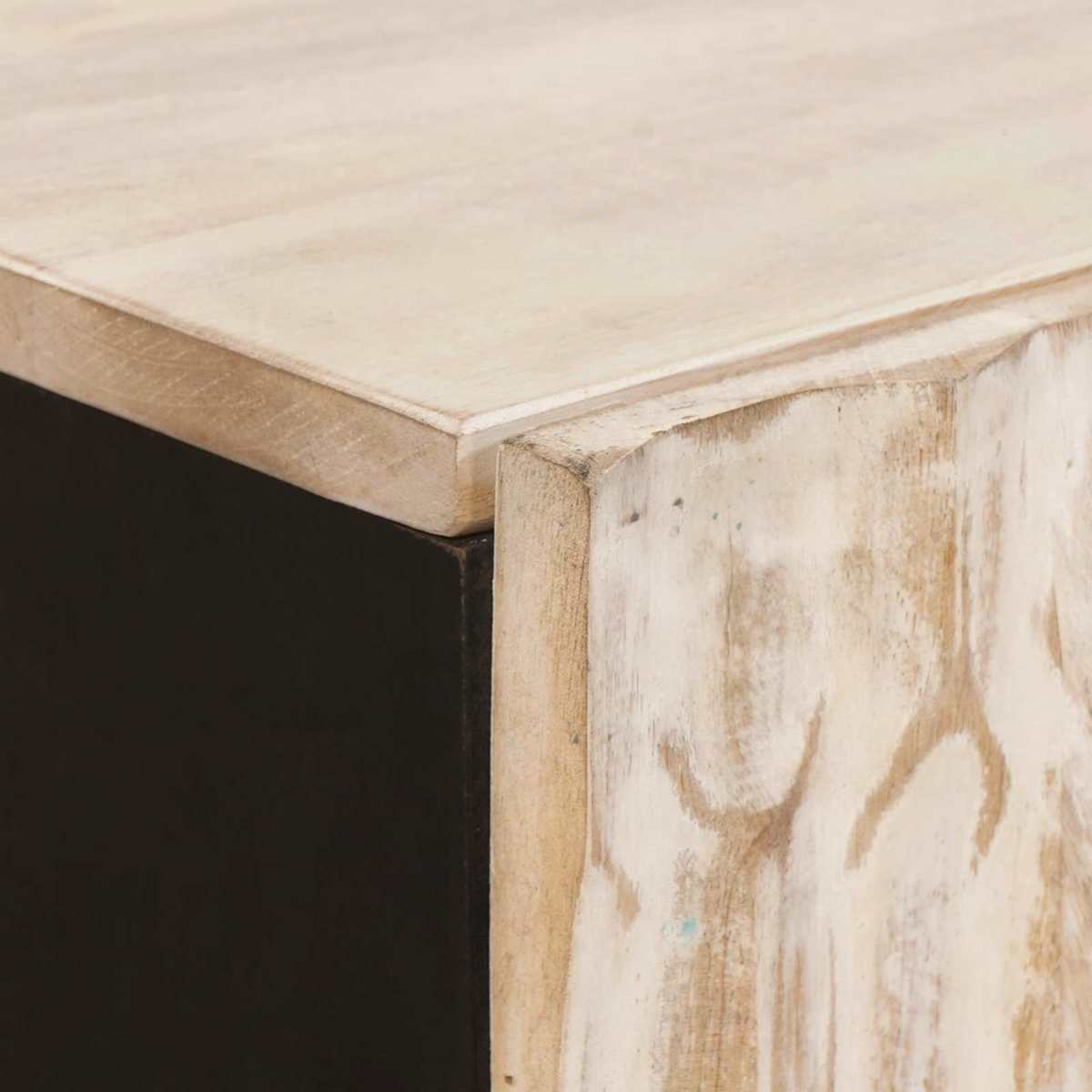 Highboard Hvid Vask Finish 60 x 33 x 100 cm Massivt mangotræ - Billede 6