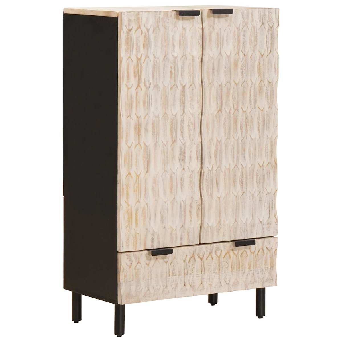 Highboard Hvid Vask Finish 60 x 33 x 100 cm Massivt mangotræ