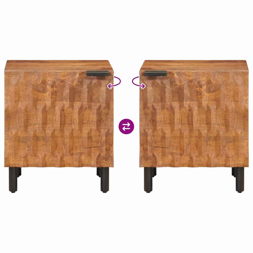 Yöpöytäkaappi Ruskea 40 x 33,5 x 46 cm Kiinteä mango puu - Image 9