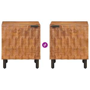 Noční skříňka 2 pcs Hnědá 40 x 33 x 46 cm Masivní mangové dřevo - obrázek 10