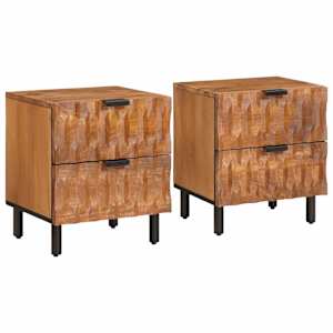 Noční skříňka 2 pcs Hnědá 40 x 33 x 46 cm Masivní mangové dřevo - obrázek 1