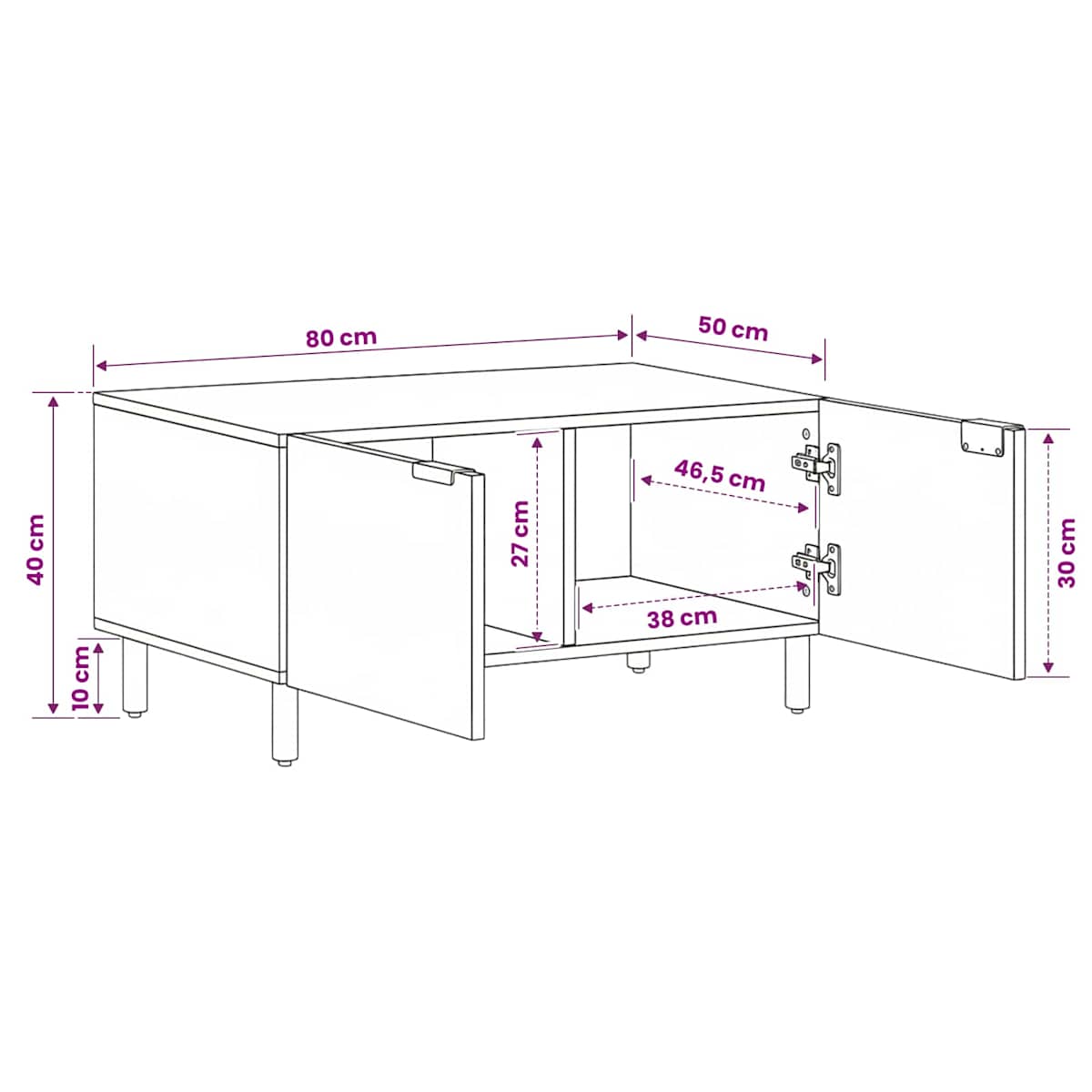 Sofabord 80 x 50 x 40 cm Massivt mangotræ - Billede 10