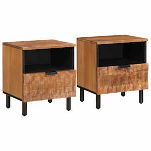 Noční skříňka 2 pcs Hnědá 40 x 33 x 46 cm Masivní mangové dřevo - obrázek 1