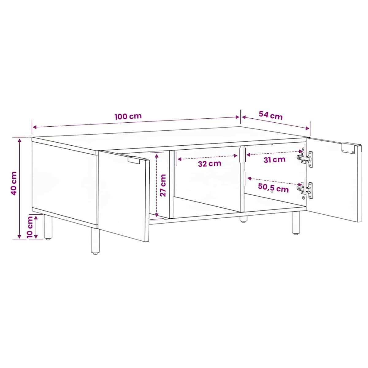 Sofabord 100 x 54 x 40 cm Massivt mangotræ - Billede 11