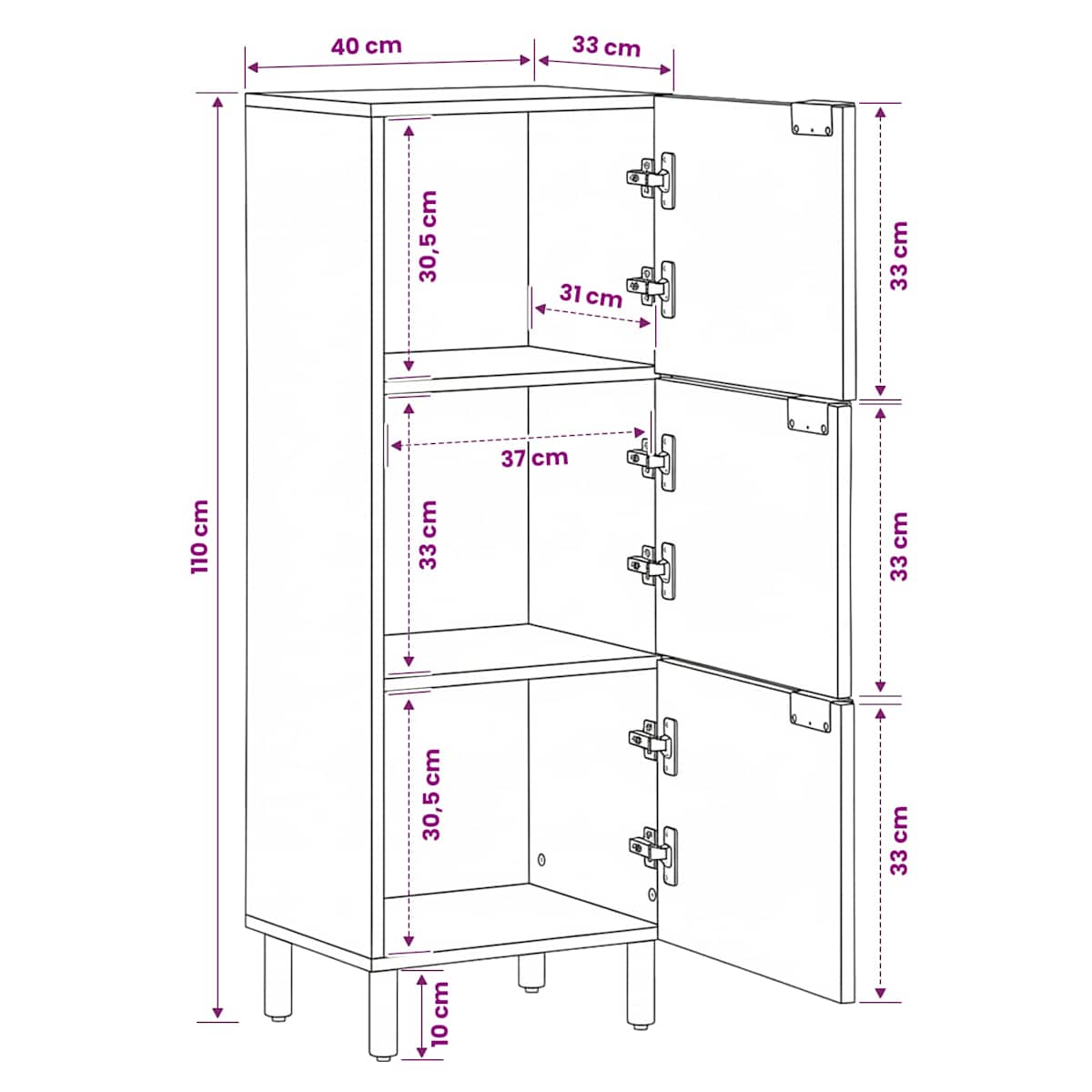 Highboard 40 x 33 x 110 cm Massivt mangotræ - Billede 10