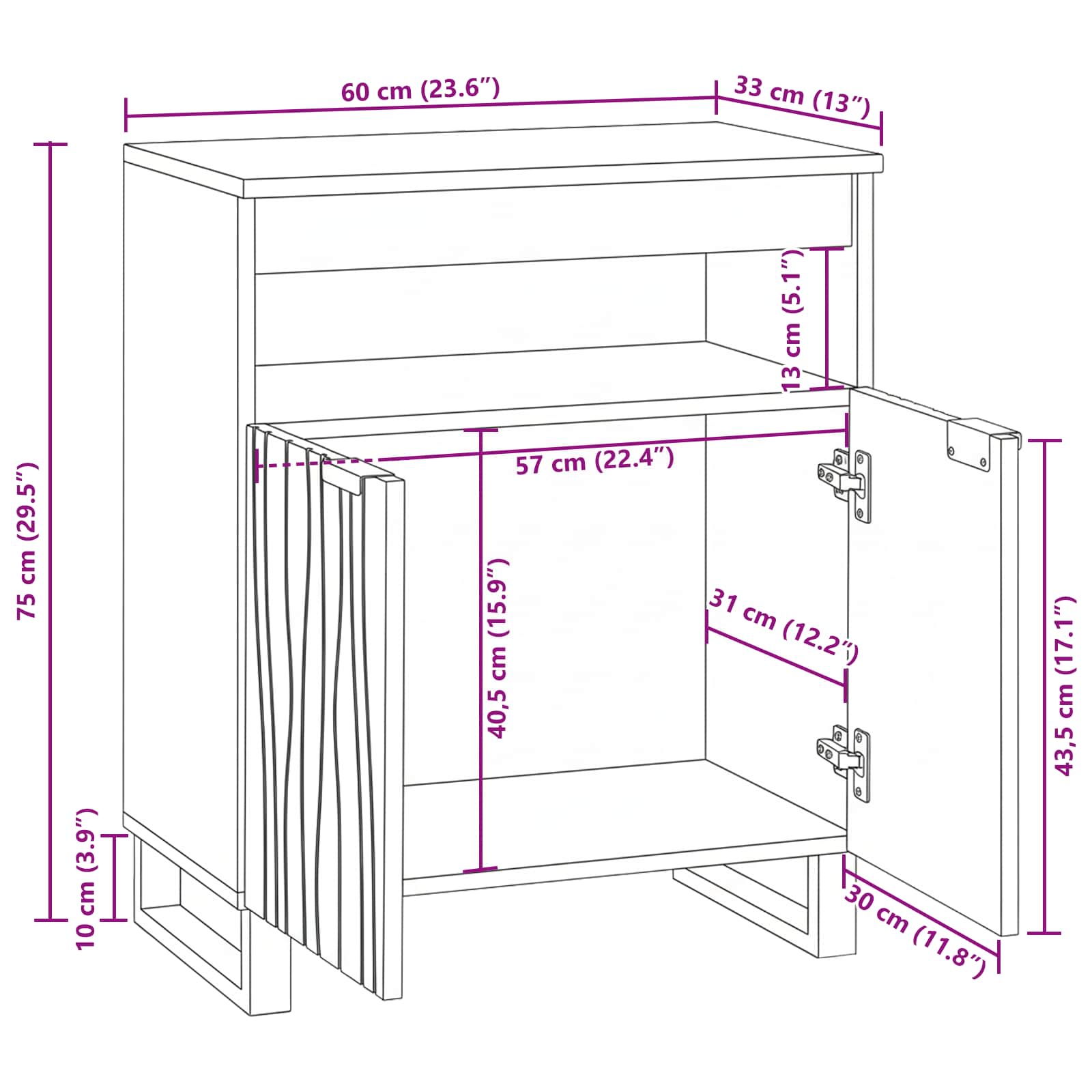Külgkapis sahtliga Pruun 60 x 33 x 75 cm mangopuit 11 Kõik vajalik sinu aeda ja koju! Külgkapis sahtliga Pruun 60 x 33 x 75 cm mangopuit - Image 11