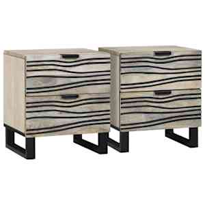 Noční skříňka se zásuvkou 2 pcs Bílá a černá 40 x 33 x 46 cm - obrázek 1