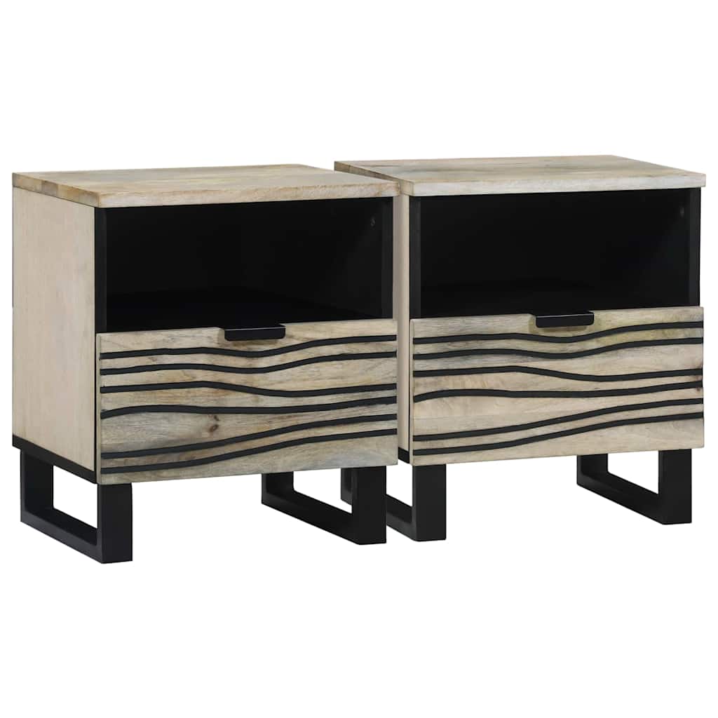 Нощни маси с чекмедже 2 pcs Бяло и черно 40 x 33 x 46 см