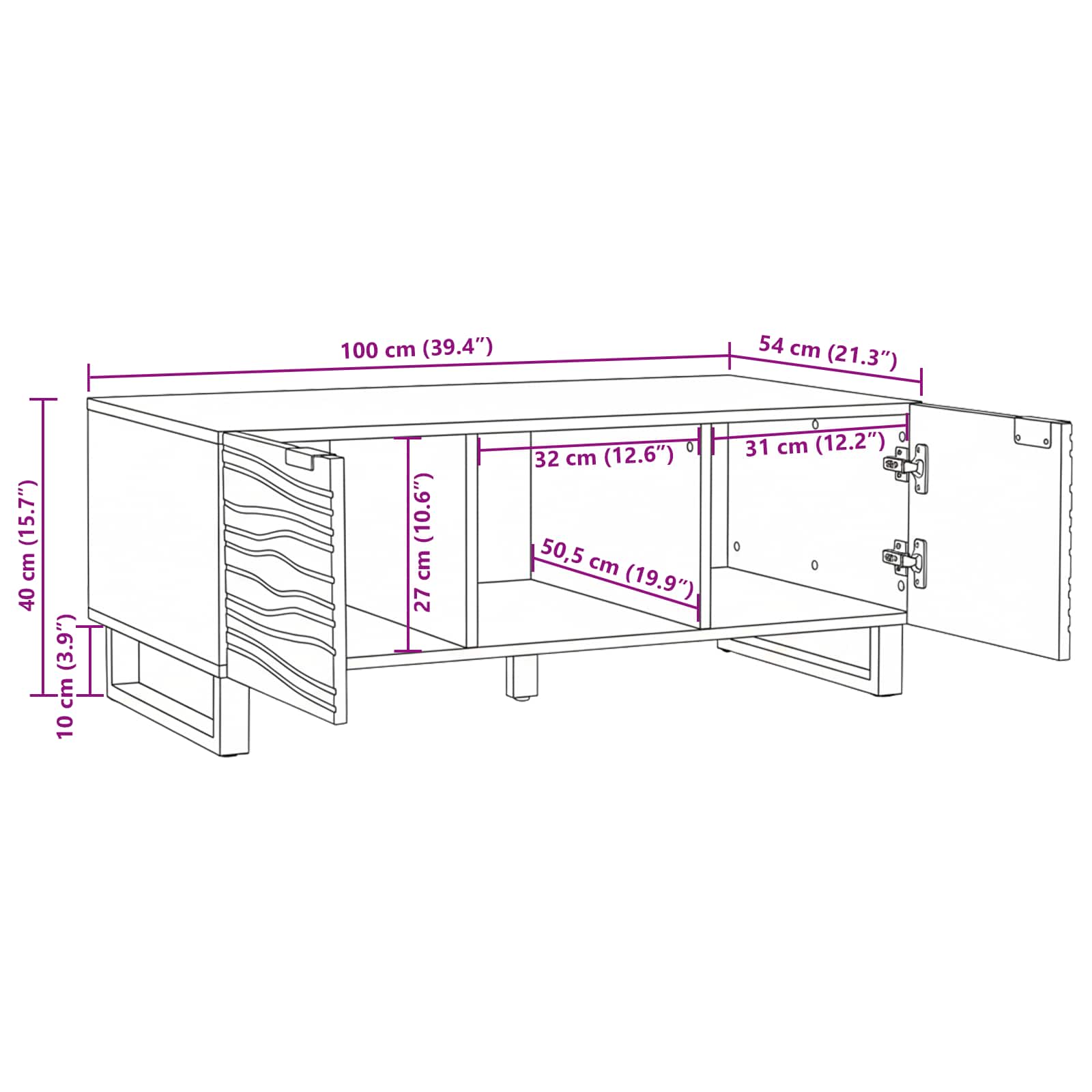 Масичка за кафе Бежов и черен Размер 100 x 54 x 40 см - Image 11