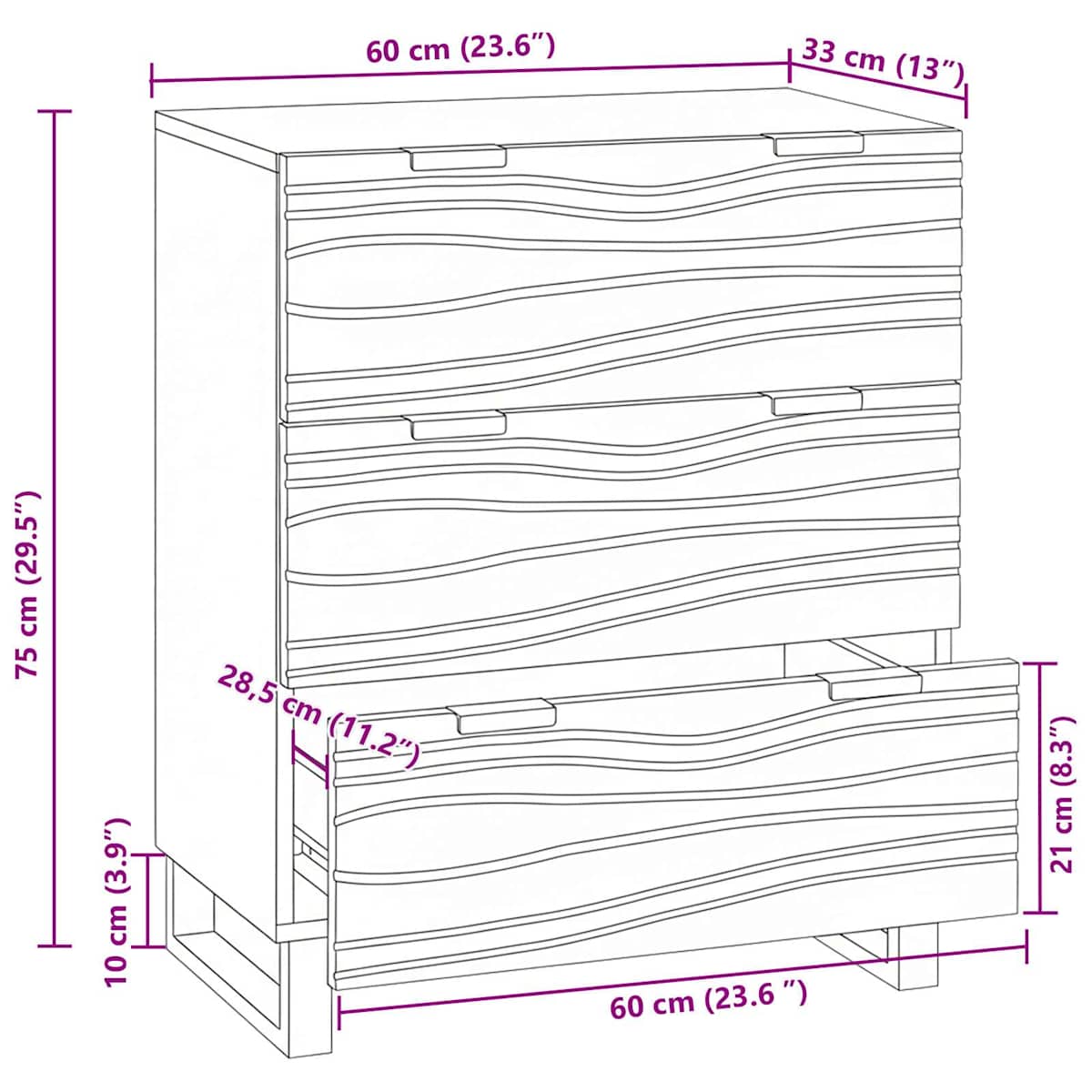 Sideboard 60 x 33.5 x 75 cm Massivt mangotræ - Billede 11