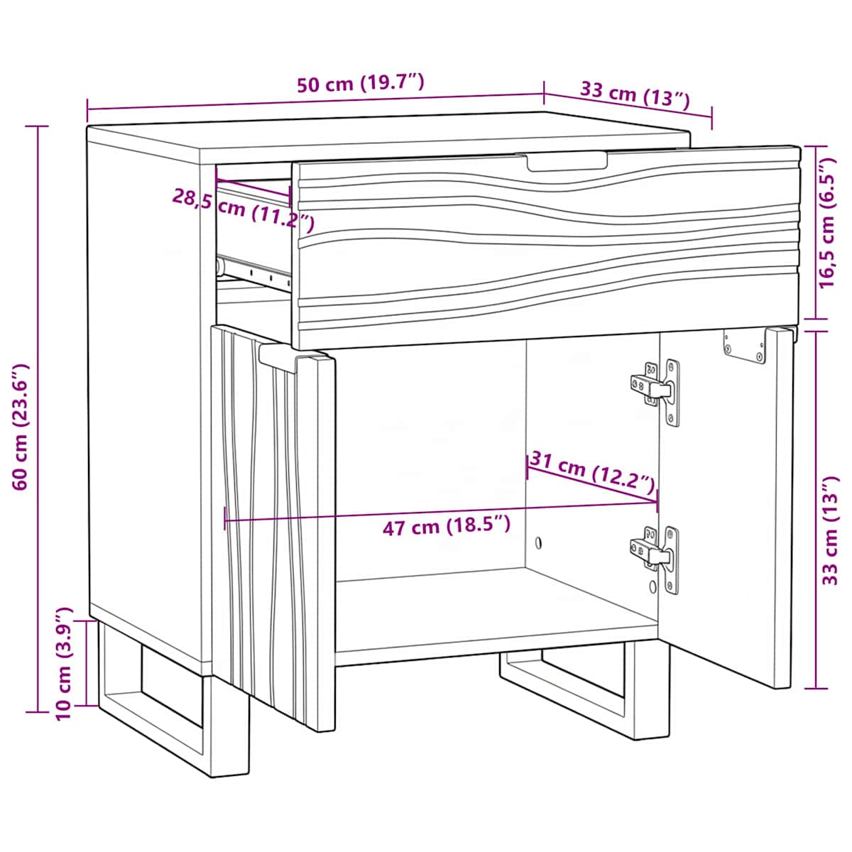 Natskab 50 x 33 x 60 cm Konstrueret træ - Billede 11