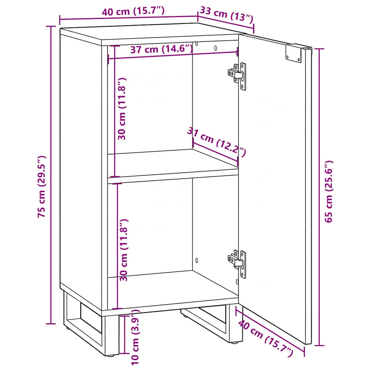 Sideboard 40 x 33 x 75 cm Massivt mangotræ - Billede 11