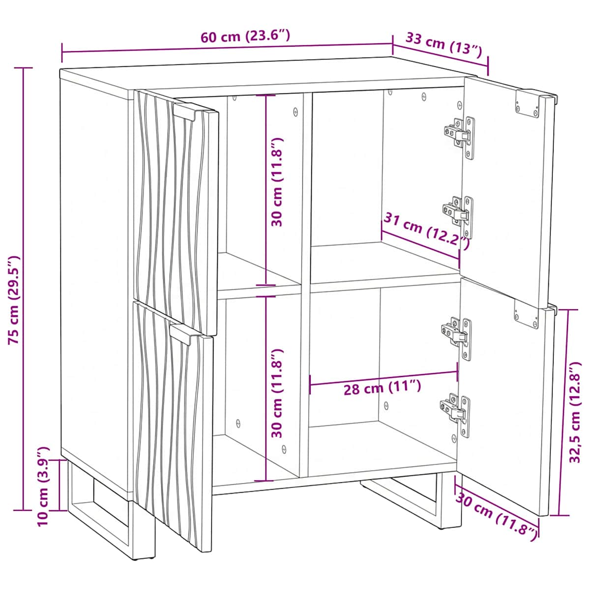 Medieopbevaringsskabe & -reoler 60 x 33.5 x 75 cm - Billede 11