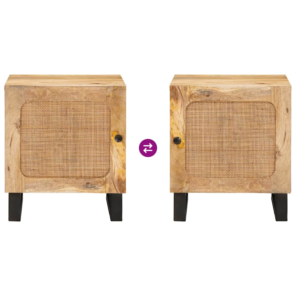 Yöpöytäkaappi Luonnollinen 40 x 33,5 x 46 cm Kiinteä mango puu - Image 10