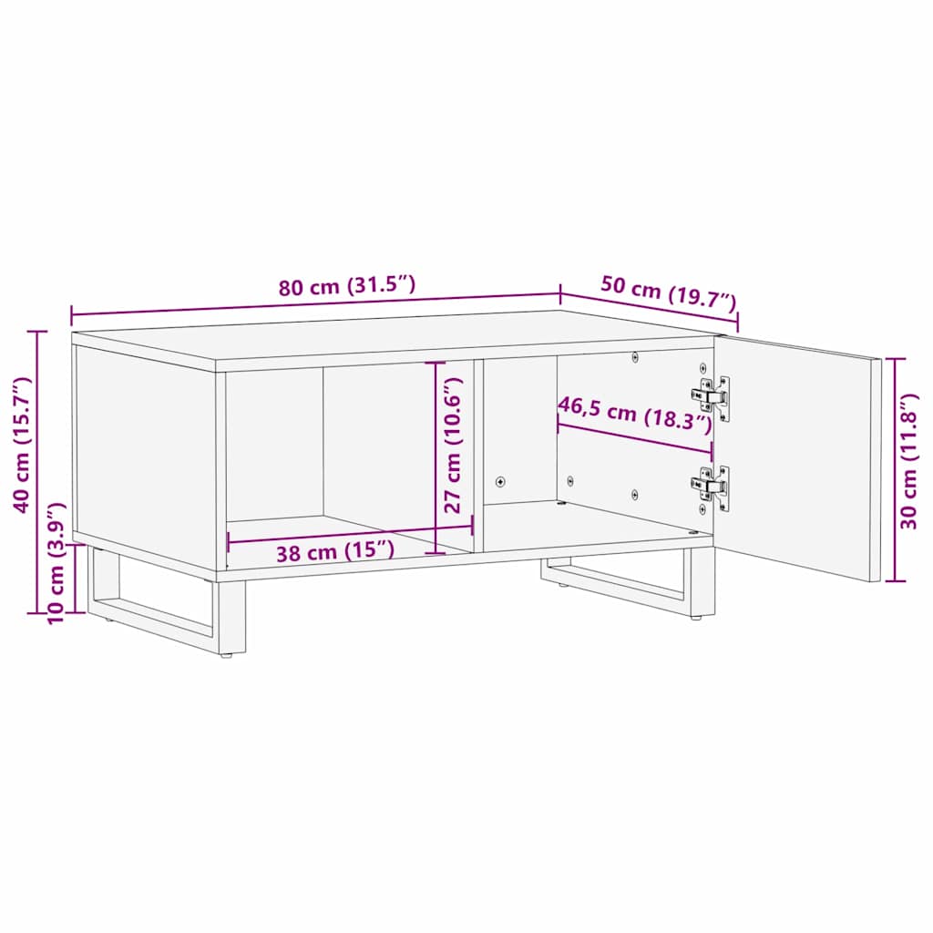 Salontafel Naturel 80 x 50 x 40 cm Massief Mango Hout image 12