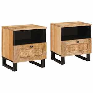 Noční skříňka se zásuvkou 2 pcs Přírodní 40 x 33 x 46 cm - obrázek 1
