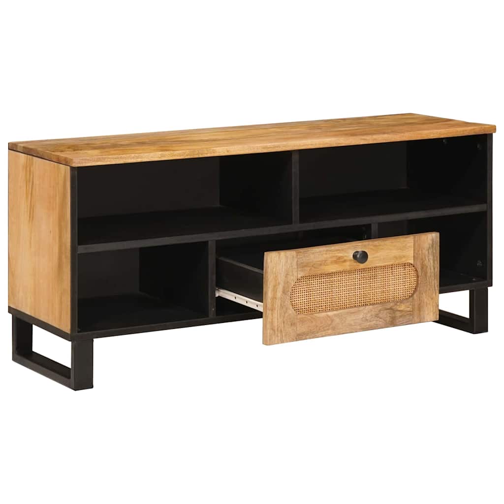 TV-kast met lade Bruin 100 x 33,5 x 46 cm Massief Mango Hout image 2