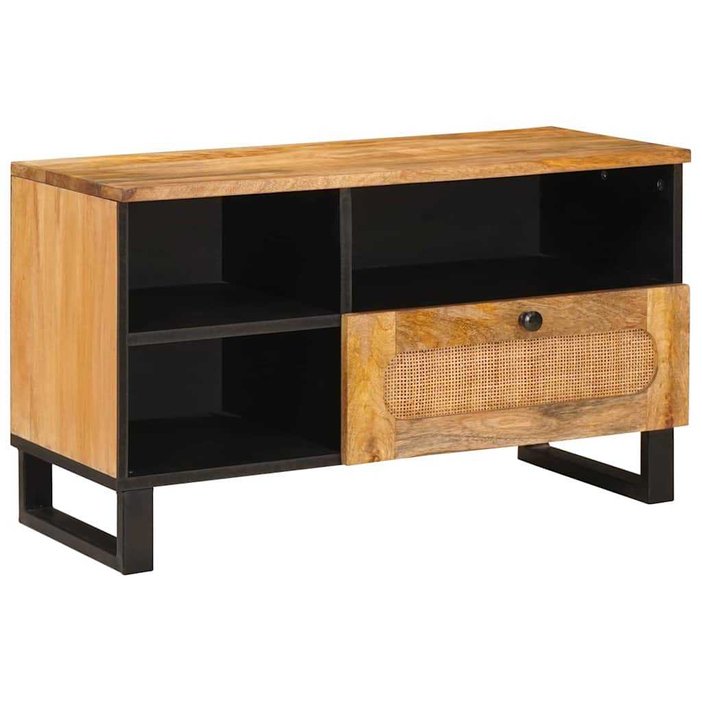 TV-kast met lade Bruin 80 x 33,5 x 46 cm Massief Mango Hout image 1