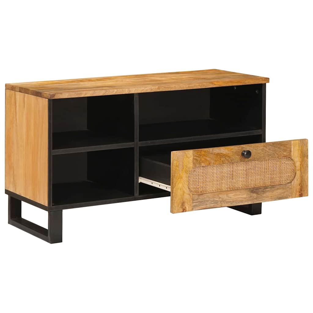 TV-kast met lade Bruin 80 x 33,5 x 46 cm Massief Mango Hout image 2