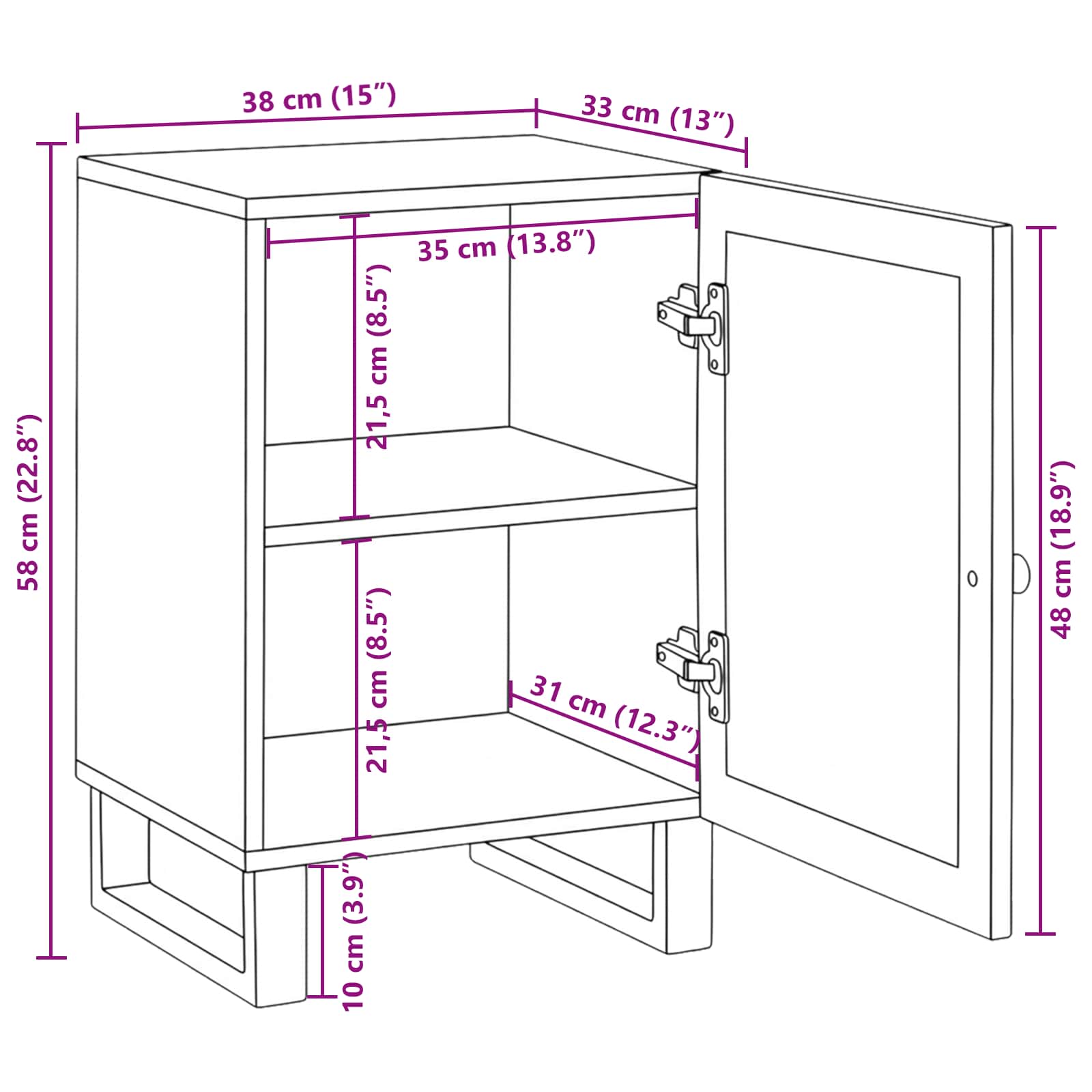 Kopalniška omarica Rjava 38 x 33 x 58 cm Masiven les manga - slika 12