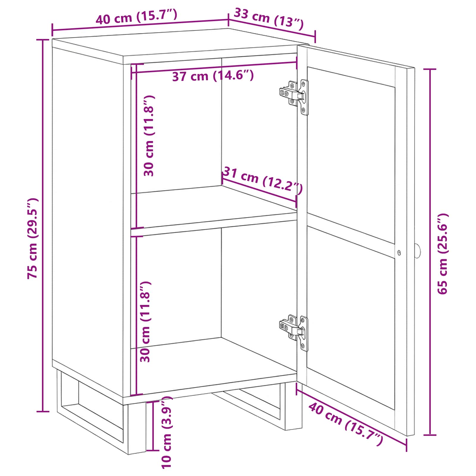 Dressoir met opslag Bruin 40 x 33 x 75 cm Massief Mango Hout | luizaXL | Dé meubelwinkel voor elk interieur Dressoir met opslag Bruin 40 x 33 x 75 cm Massief Mango Hout - Afbeelding 10
