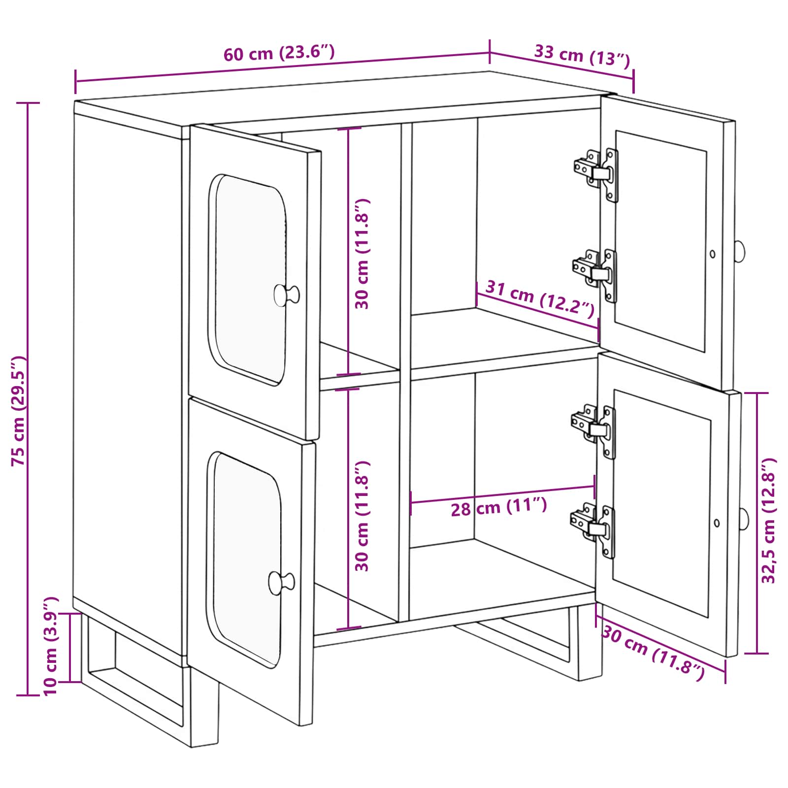 Dressoir met opslag Bruin 60 x 33 x 75 cm Massief Mango Hout | luizaXL | Dé meubelwinkel voor elk interieur Dressoir met opslag Bruin 60 x 33 x 75 cm Massief Mango Hout - Afbeelding 11