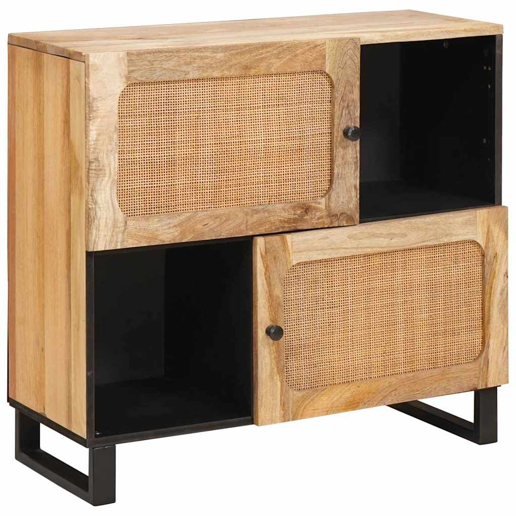 vidaXL Sideboard mit Speicher Braun 80 x 33,5 x 75 cm Massivholz Mango