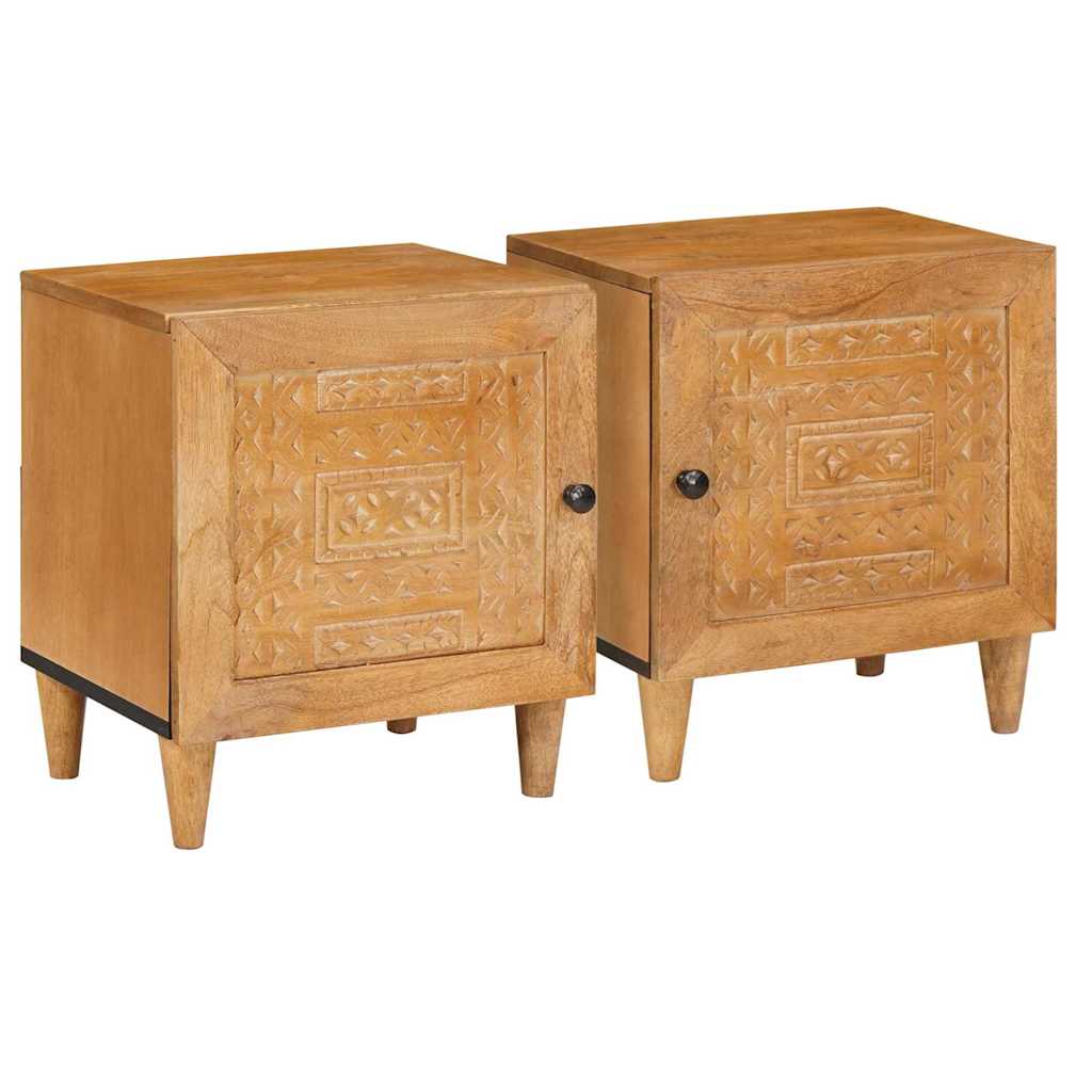 vidaXL Noptieră 2 pcs Maro deschis 40 x 33 x 46 cm Lemn masiv de mango