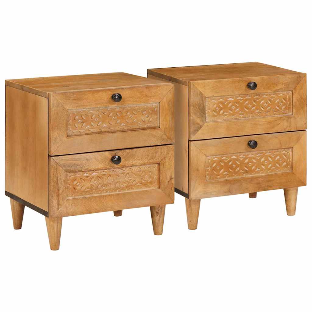 vidaXL Noptieră 2 pcs Maro deschis 40 x 33 x 46 cm Lemn masiv de mango