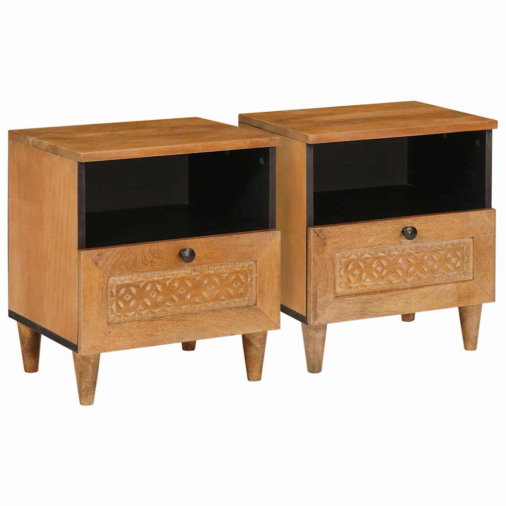 vidaXL Noptieră 2 pcs Maro deschis 40 x 33 x 46 cm Lemn masiv de mango