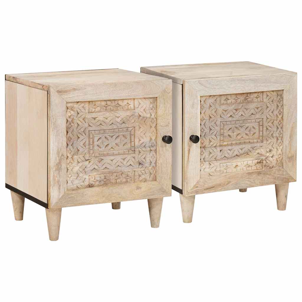 vidaXL Noptieră 2 pcs Bej 40 x 33 x 46 cm Lemn masiv de mango