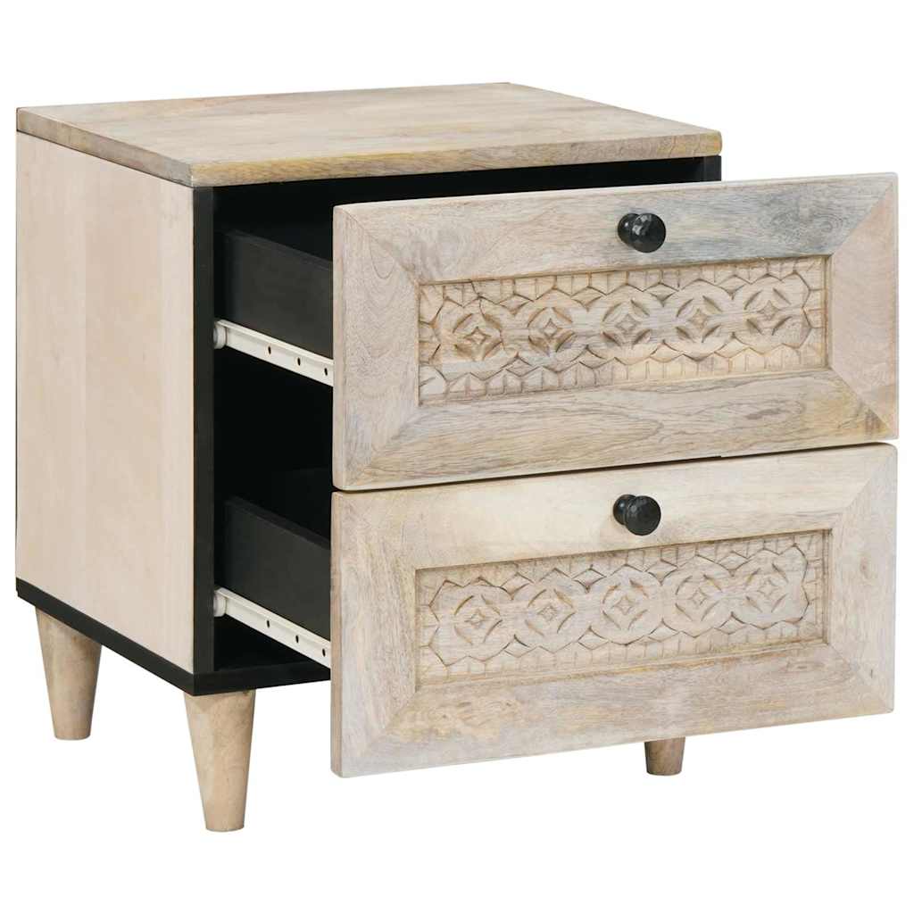 vidaXL Nachtkastje met lade Beige 40 x 33 x 46 cm massief mangohout