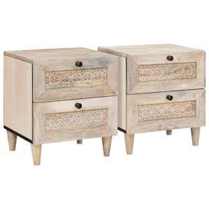 Noční skříňka 2 pcs Bílá 40 x 33 x 46 cm Kompozitní dřevo - obrázek 1