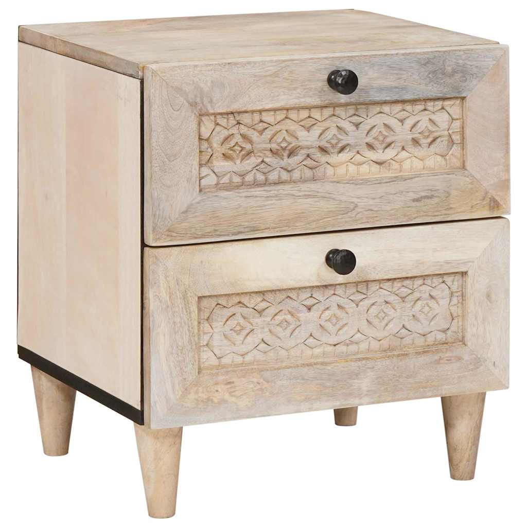 vidaXL Nachtkastje 2 pcs Beige 40 x 33 x 46 cm massief mangohout