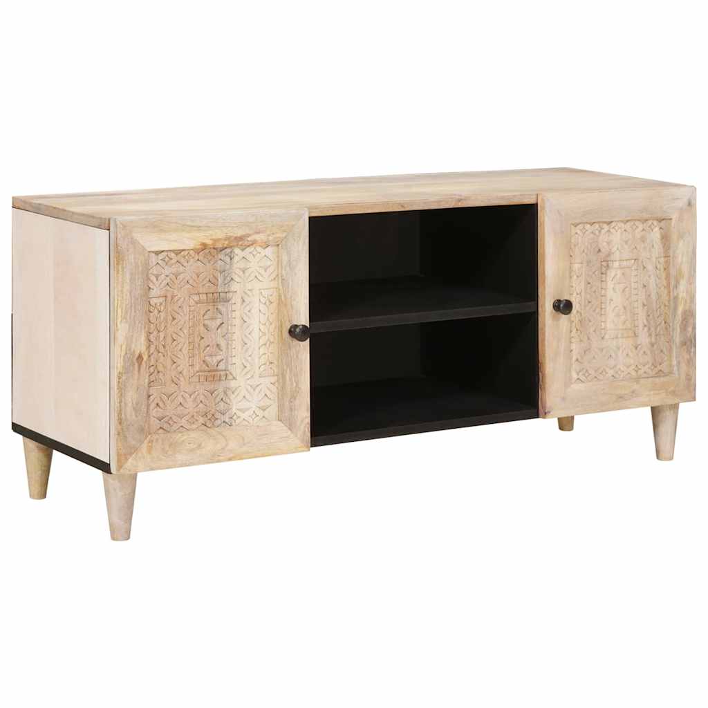 vidaXL Cabinet TV cu raft Alb 105 x 33 x 46 cm Lemn masiv de mango