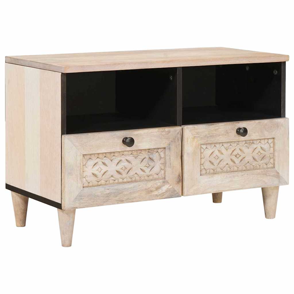 vidaXL Cabinet TV cu sertar Alb 70 x 33 x 46 cm Lemn masiv de mango