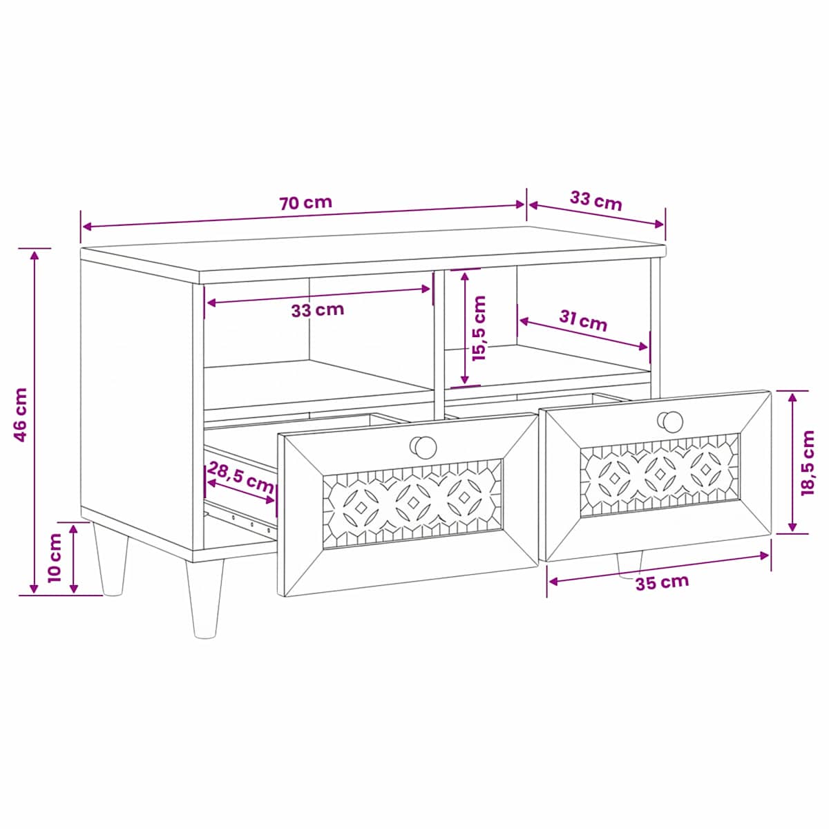 TV Enheder 70 x 33 x 46 cm Konstrueret træ - Billede 11