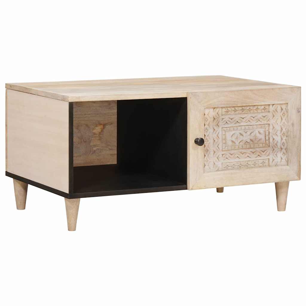 vidaXL Masă de cafea cu raft Bej 80 x 50 x 40 cm Lemn masiv de mango