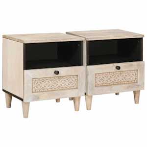 Noční skříňka se zásuvkou 2 pcs Béžová 40 x 33 x 46 cm - obrázek 1